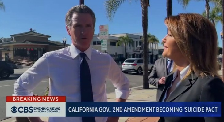 Newsom to CBS: 2nd Amendment "becoming a suicide pact." CBS: Um ...